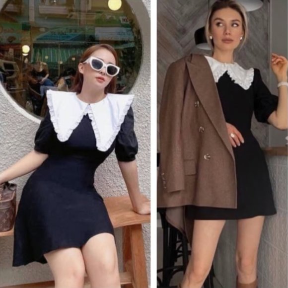 Zara Peter Pan Collar Knit Dress Size Small - Picture 3 of 5